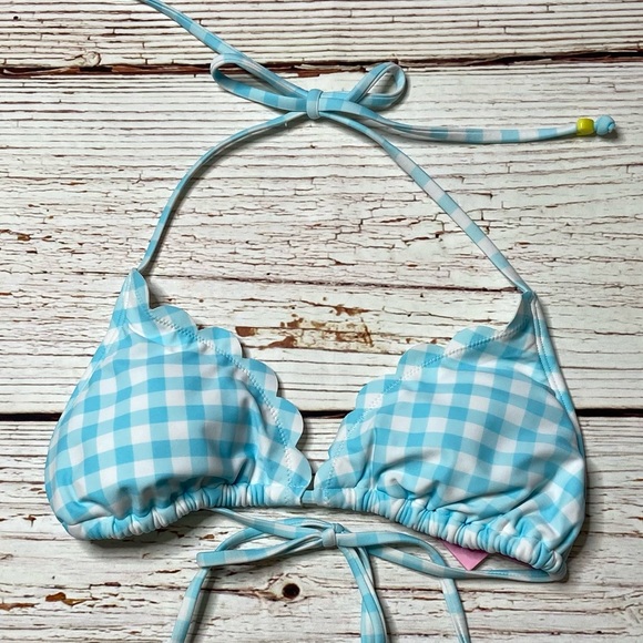 NWT Stoney Clover Lane X Target Blue Gingham Triangle Bikini Top Sz XXS and S - Picture 6 of 14